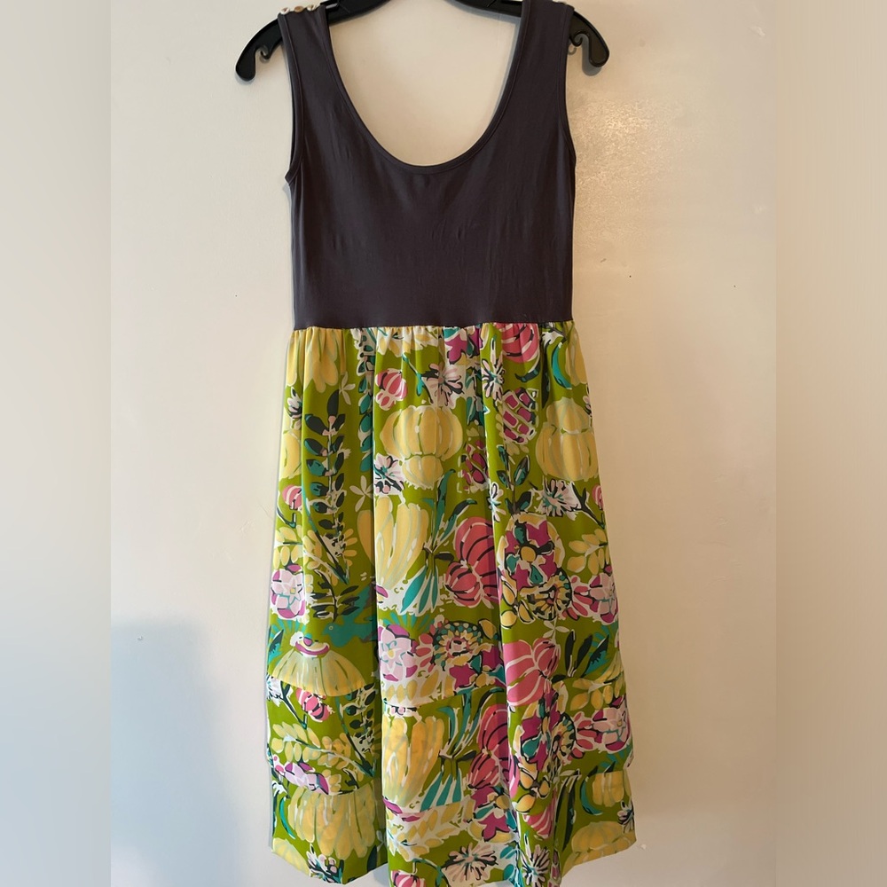 Matilda Jane summer dress sleeveless satin multi color boho lagoon look  size M